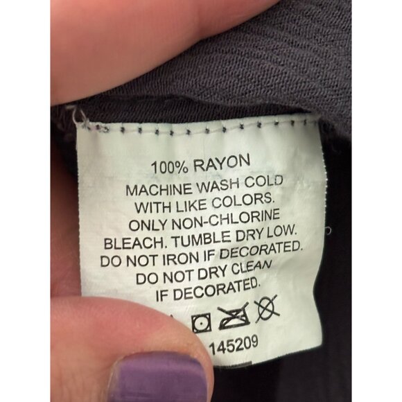 Attic Salt Womens Boho Crochet Pleated Tunic Blouse Size M Gray Rayon Flowy - Picture 5 of 15